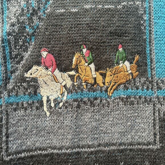 Buckingham Horse Wool Blend Sweater Men’s Sz M Embroidered Vintage Grandpa 90’s - Picture 2 of 5